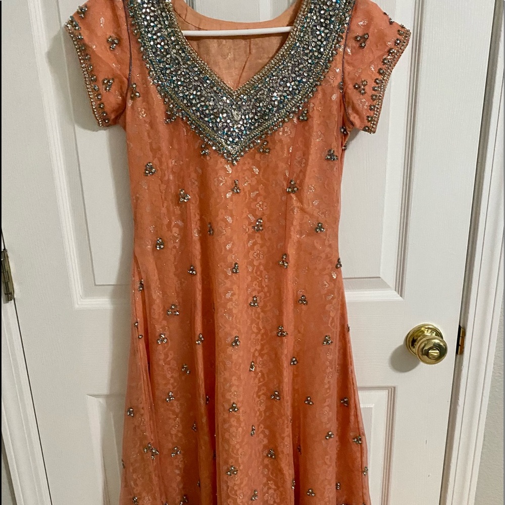 Front and back embroidered designer fit and flare suit